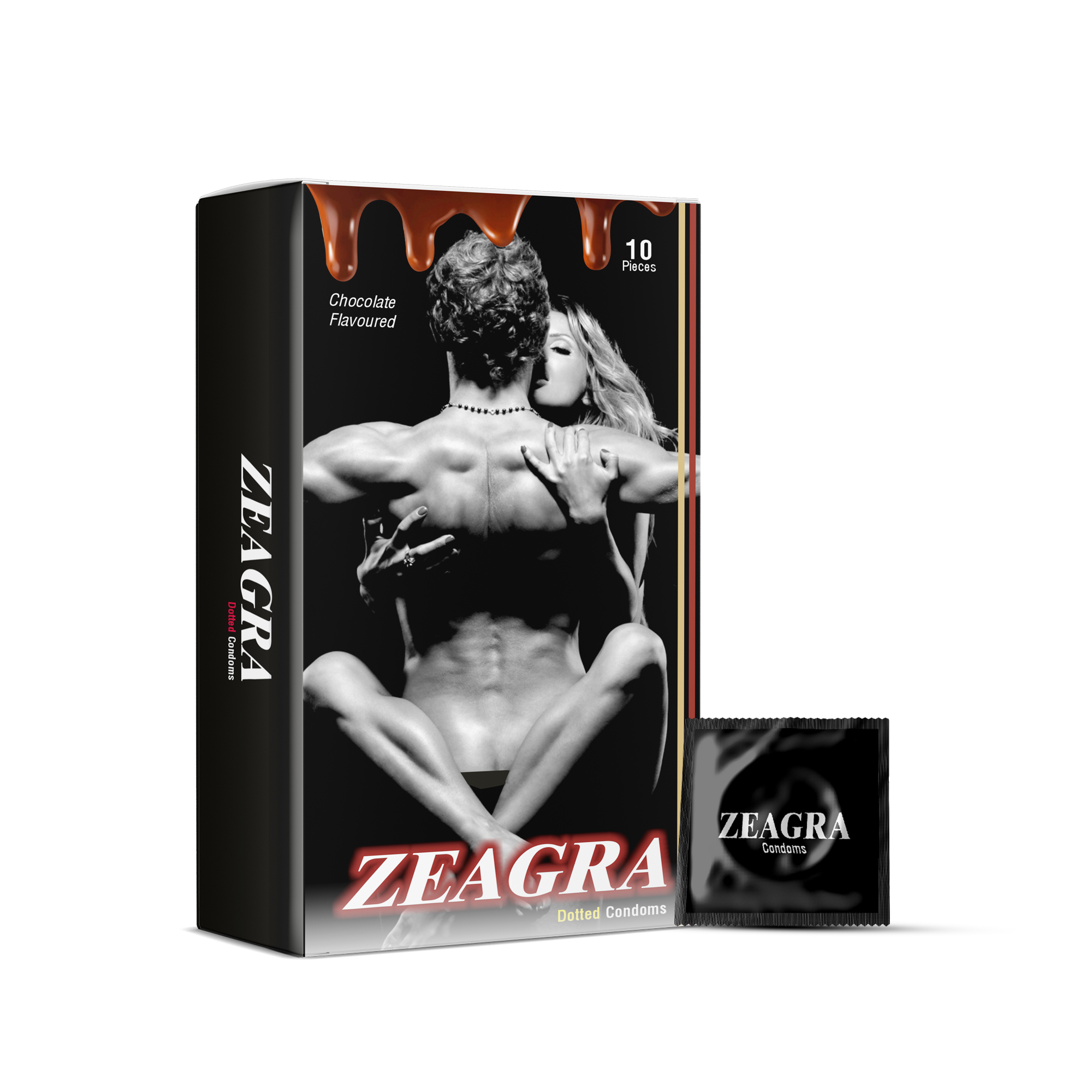 Zeagra Dotted Condoms - Chocolate Flavor | 10 Pcs Box